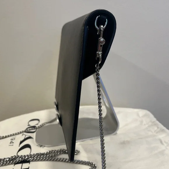 Coach Essential Clutch Black Crossbody Chain Customized with Rexy Rainbow Stars